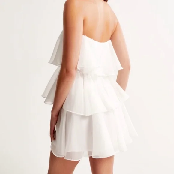 Abercrombie & Fitch Organza Strapless Tiered Mini Dress - Picture 3 of 3